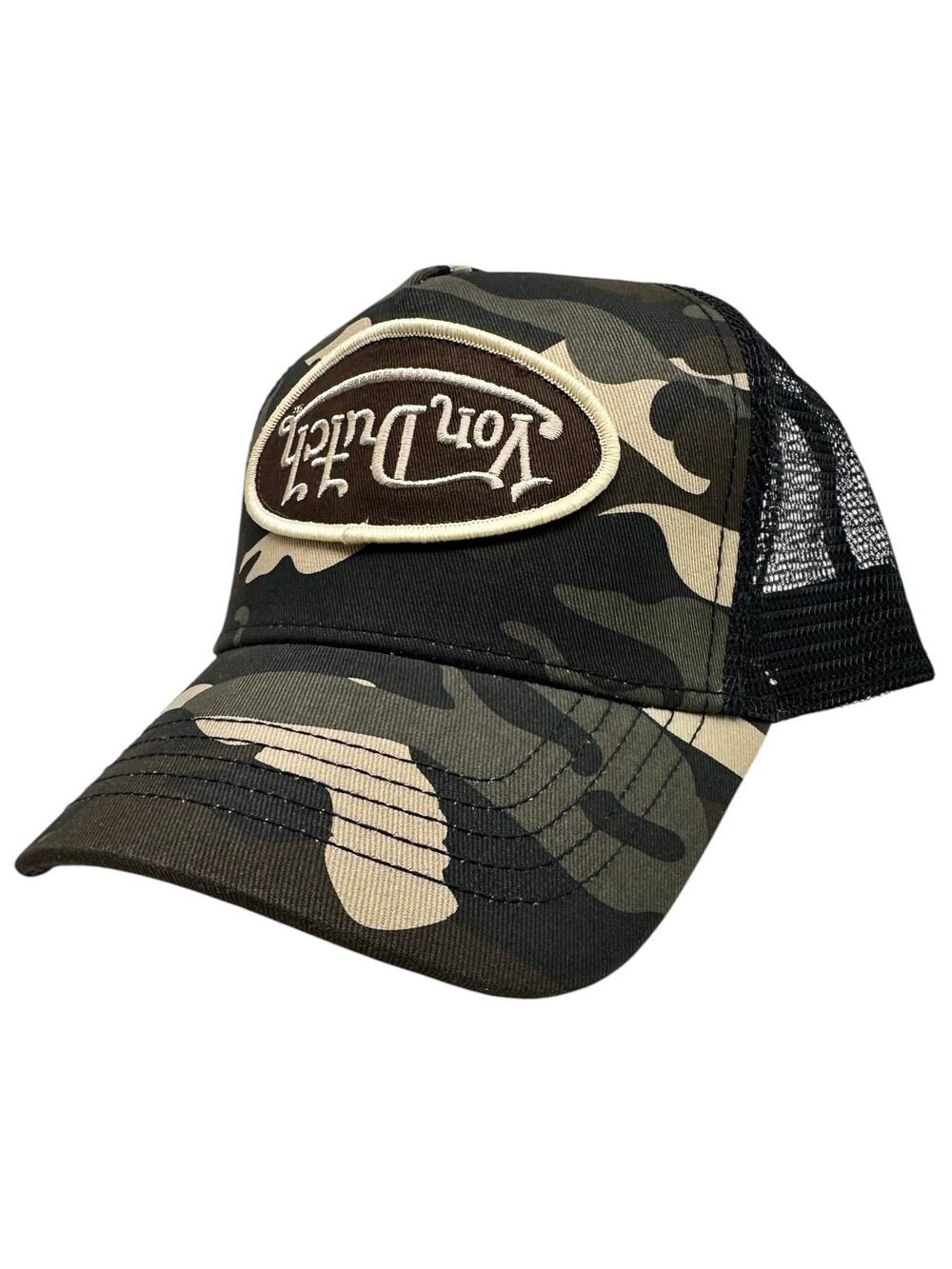 Von Dutch Trucker Hat Brown Rambo Camo Upside Down Embroidered Patch Snapback